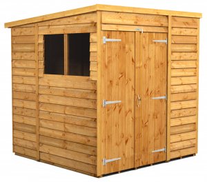 Power 6x6 Pent Garden Shed Overlap - Double Door